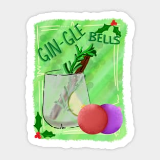 Gin-gle bells fun pun Christmas design Sticker